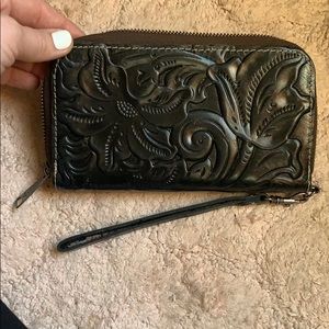Beautiful black leather wristlet